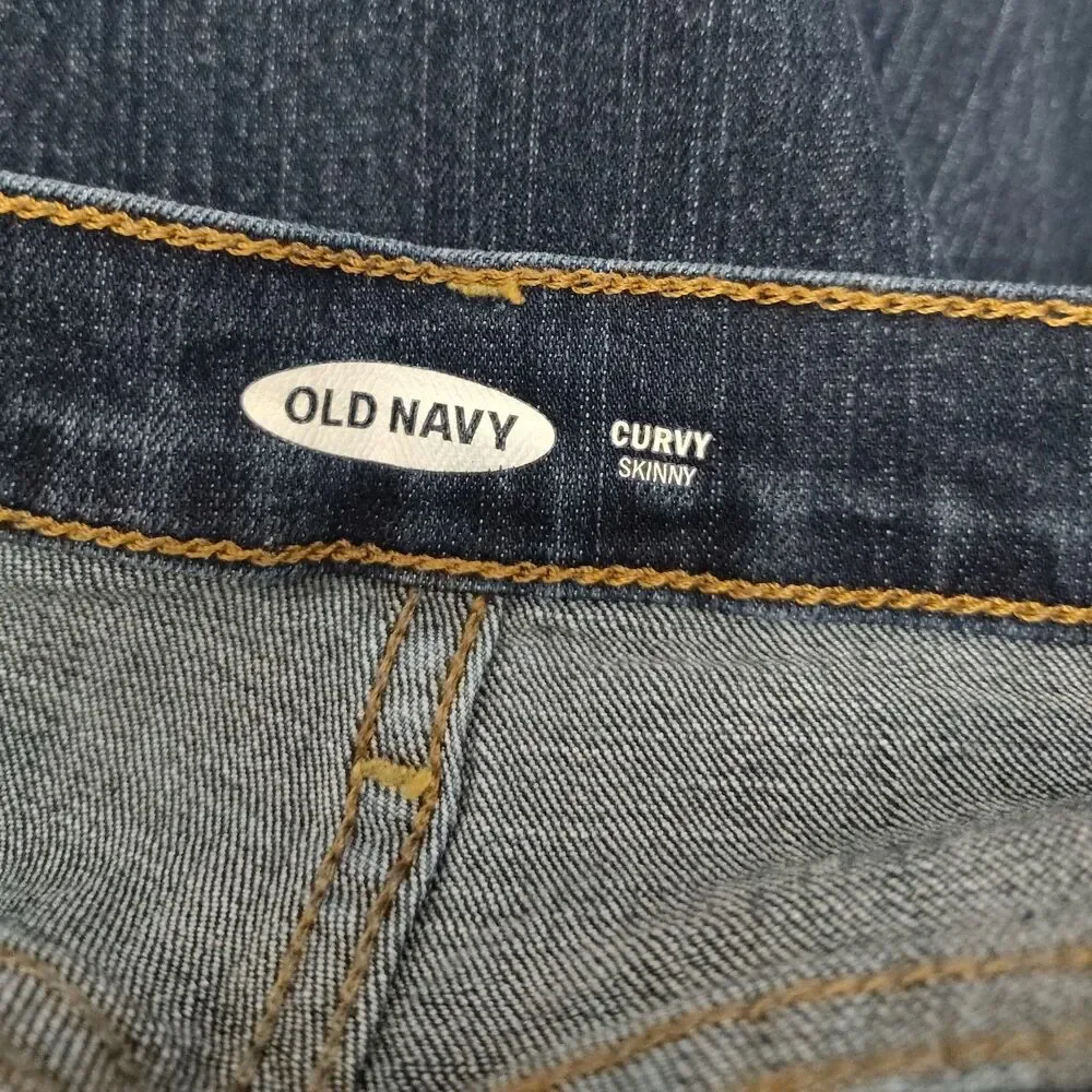 Old Navy Curvy Skinny Jeans Women’s 16 Short Blue Stretch Mid Rise Denim